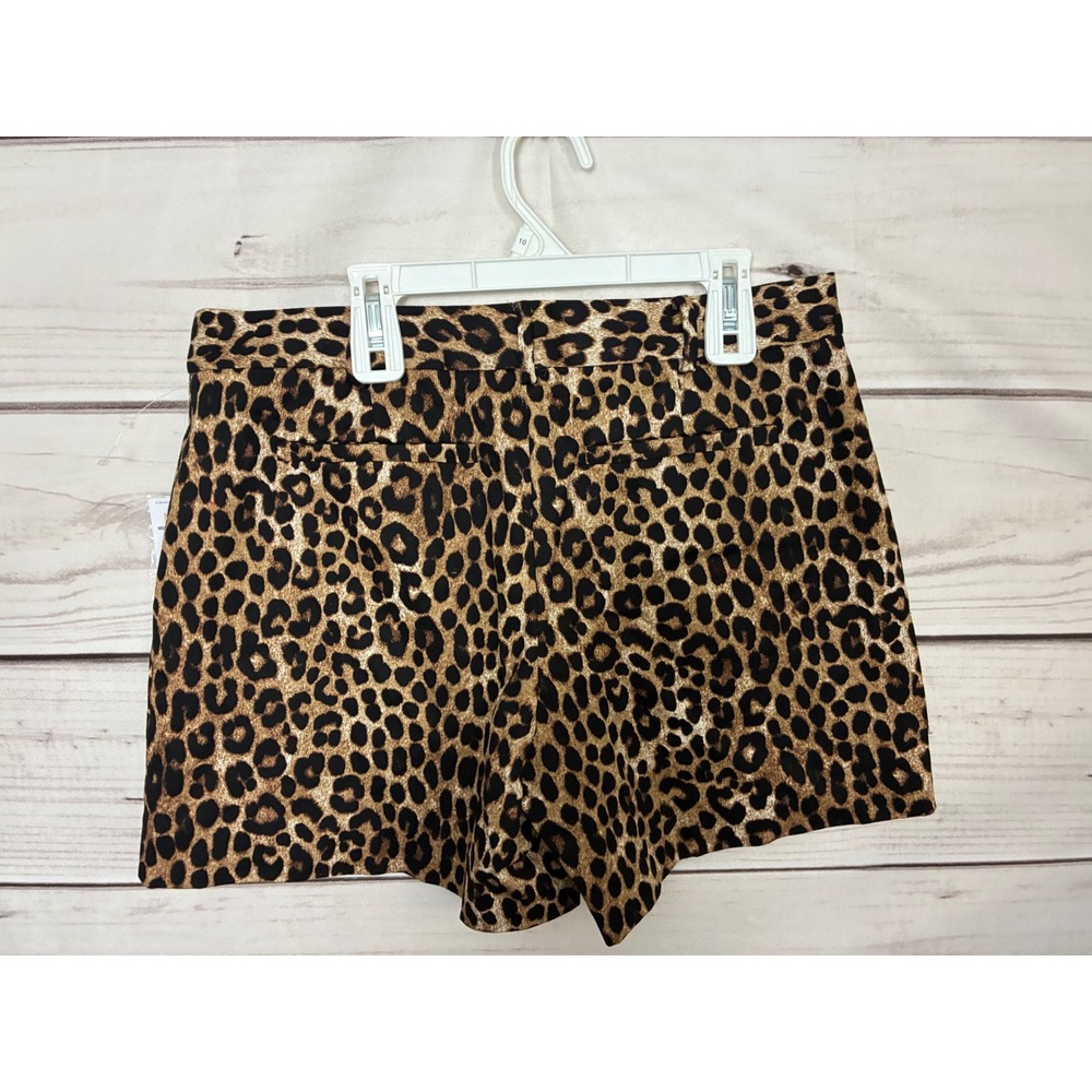 Michael Michael Kors Leopard Print Shorts Dark Camel MS23GBB6JF Womens Sz 6 NWT - Picture 2 of 6